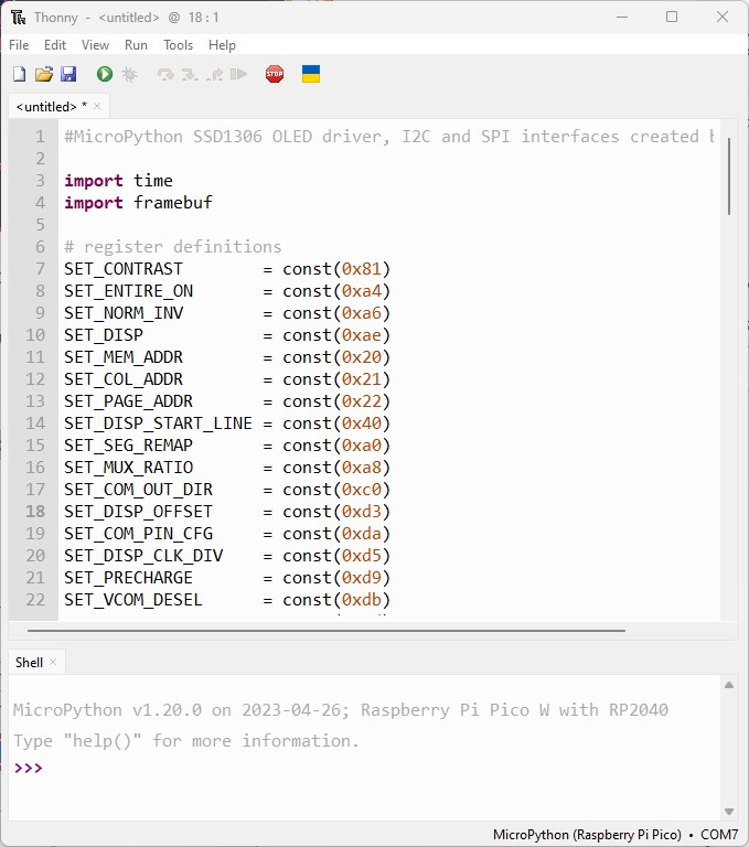 Файл библиотеки SSD1306 MicroPython