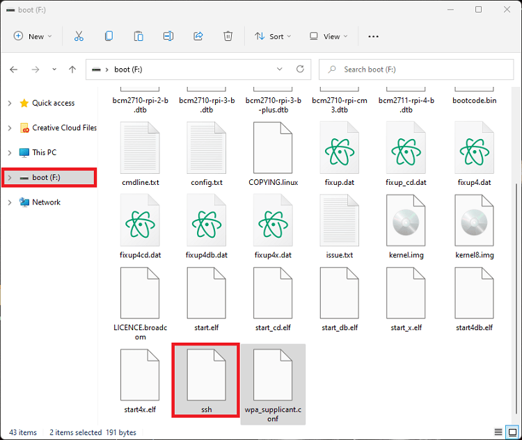 Файл ssh на карте microSD