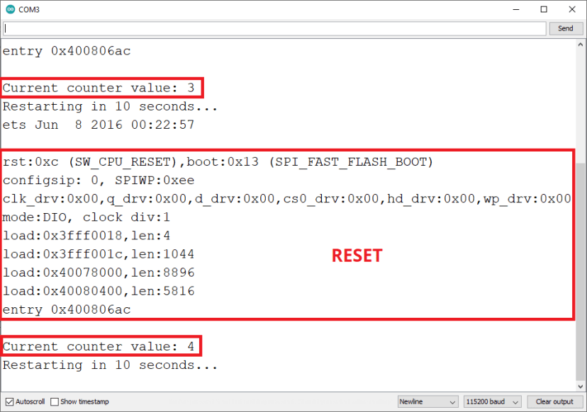 ESP32 Preferences Пример StartCounter Serial Monitor