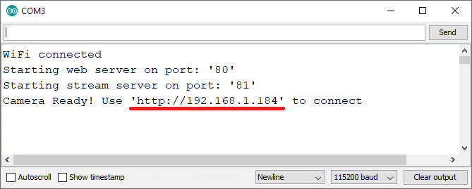 ESP32-CAM установка статического IP-адреса демонстрация Serial Monitor