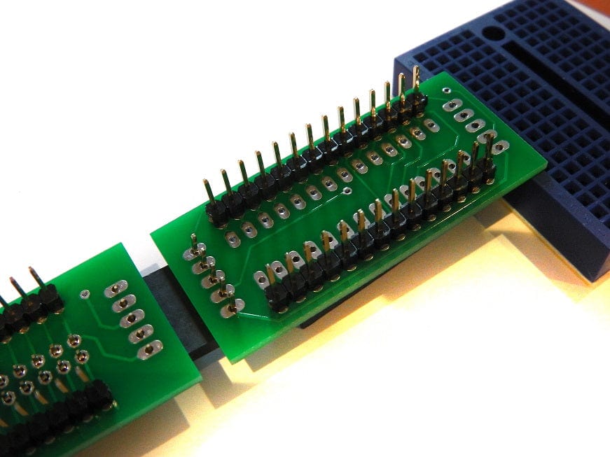 Припаивание гребёнок по 14 контактов к плате расширителя