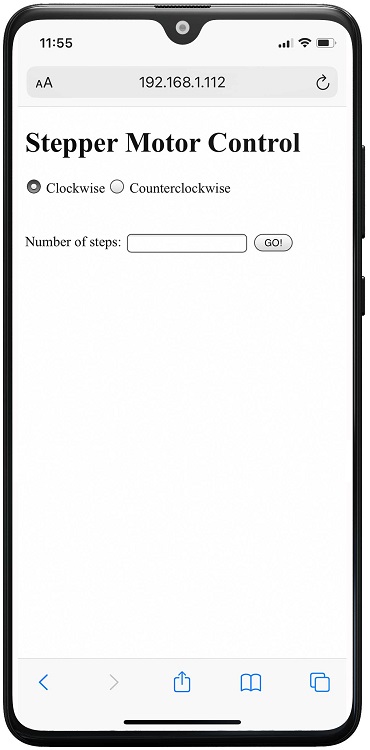 ESP32 Управление шаговым двигателем через веб-сервер — HTML-форма без CSS
