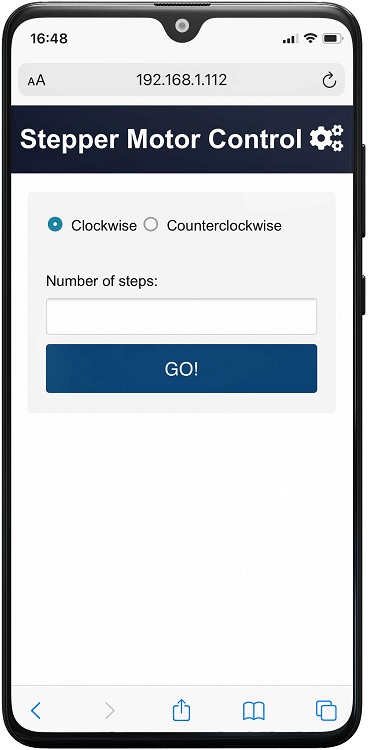 ESP32 Шаговый двигатель — веб-сервер — HTML-форма с CSS