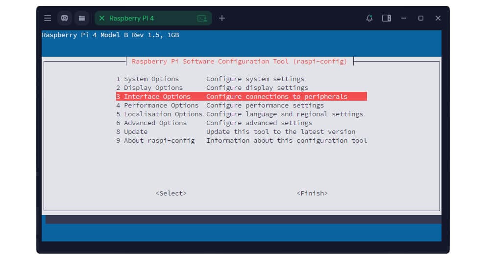 sudo raspi-config — включение I2C