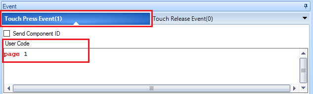 Код перехода между страницами в Nextion Editor