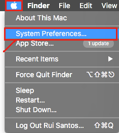 Открытие System Preferences на Mac OS X