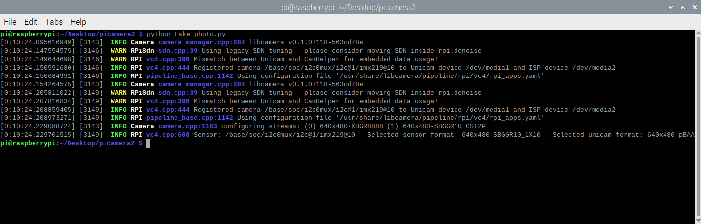 Команда Picamera2 Python для съёмки фото