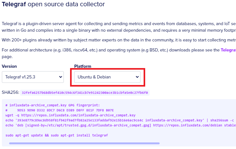 Инструкции по установке Telegraf
