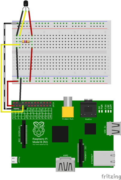 Схема подключения датчика DS18B20 к Raspberry Pi