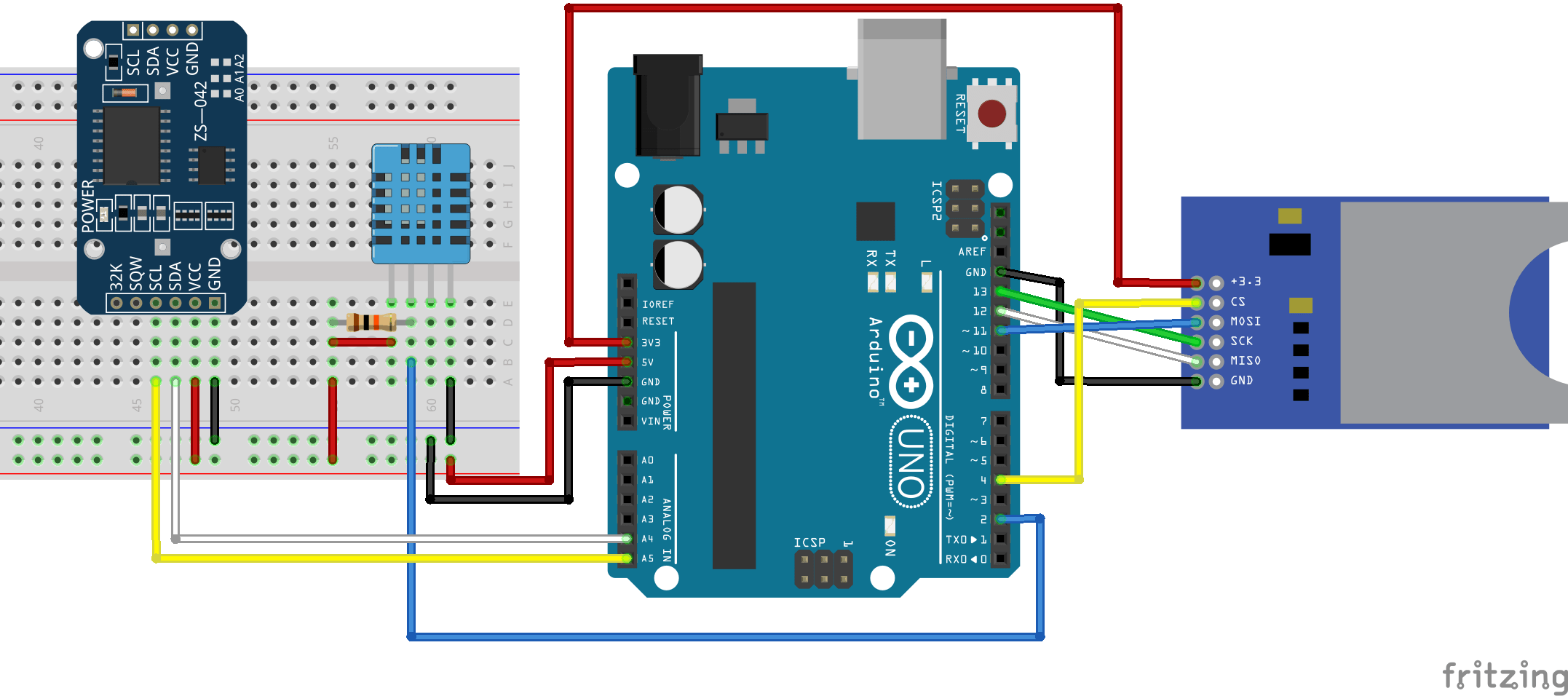 Схема подключения регистратора данных температуры Arduino