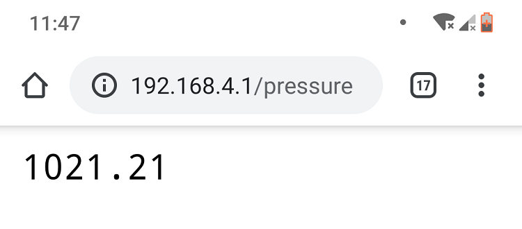 Тестирование запроса давления ESP32 Server Access Point