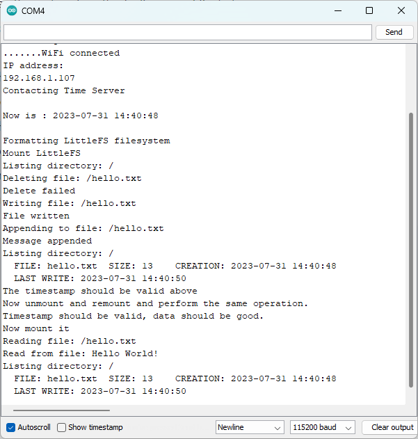 ESP8266 тестирование LittleFS примеры
