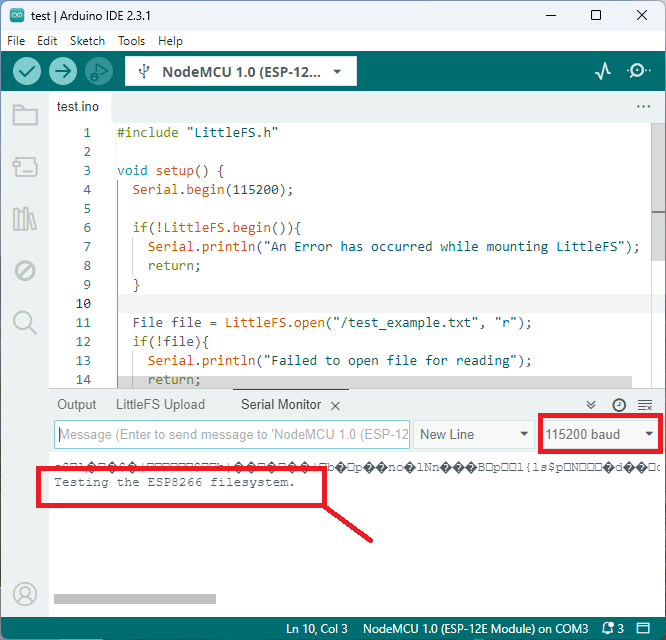 Тестирование плагина загрузчика файловой системы ESP8266 Arduino IDE 2