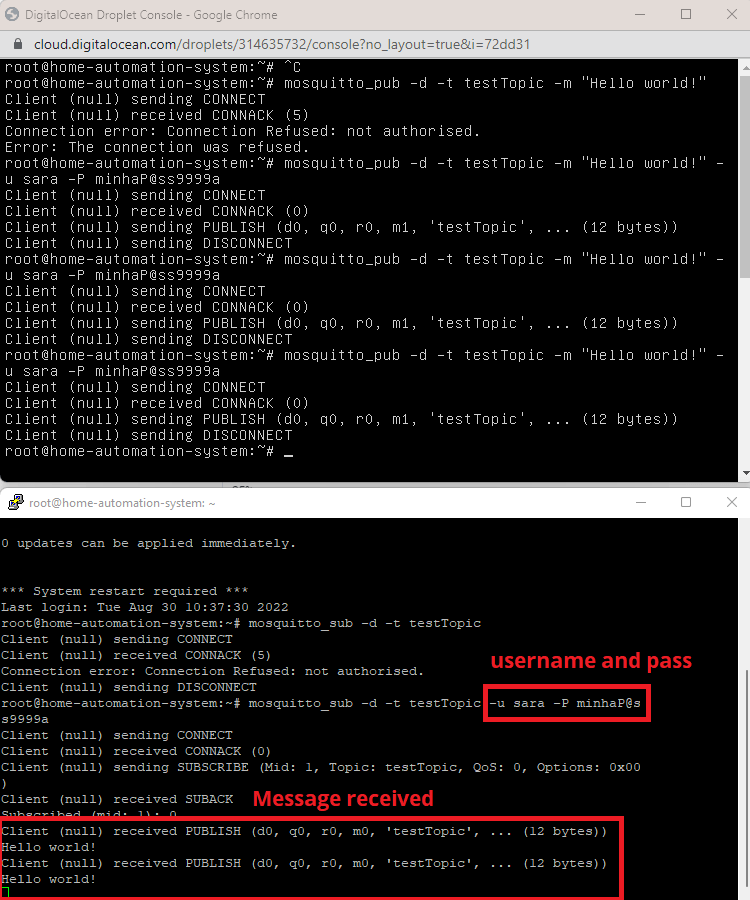 Тестирование MQTT-брокера Mosquitto на Digital Ocean