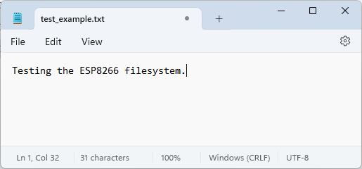 Тестирование файловой системы ESP8266 txt файл
