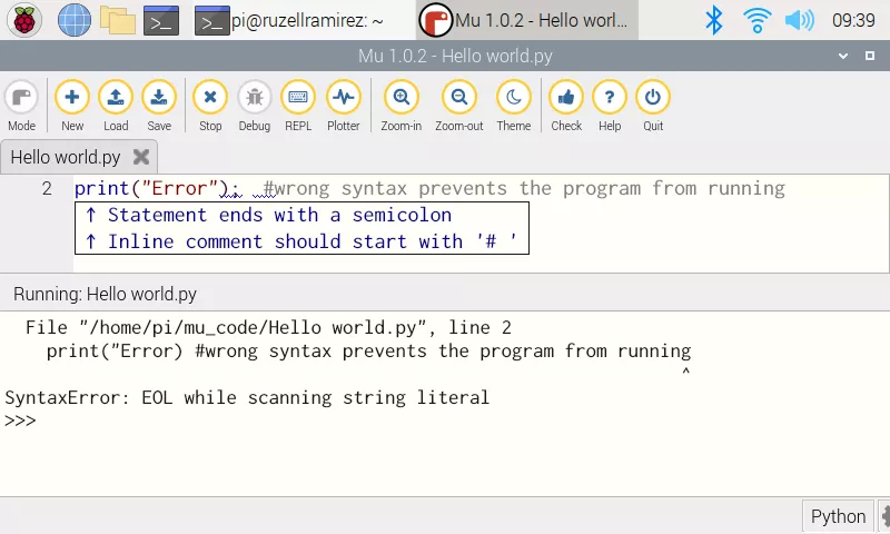 Проверка кода в Mu