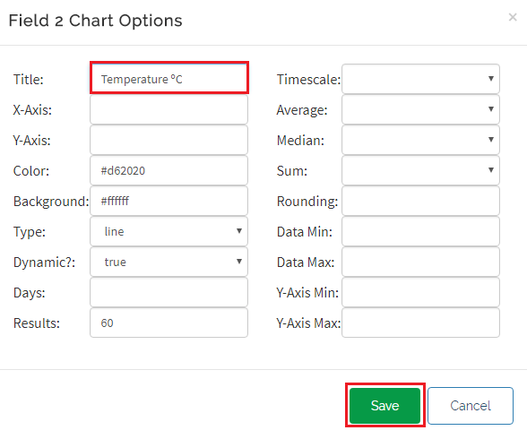 Настройка графика температуры на ThingSpeak