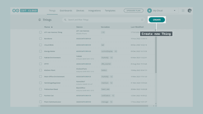 Создание нового Thing