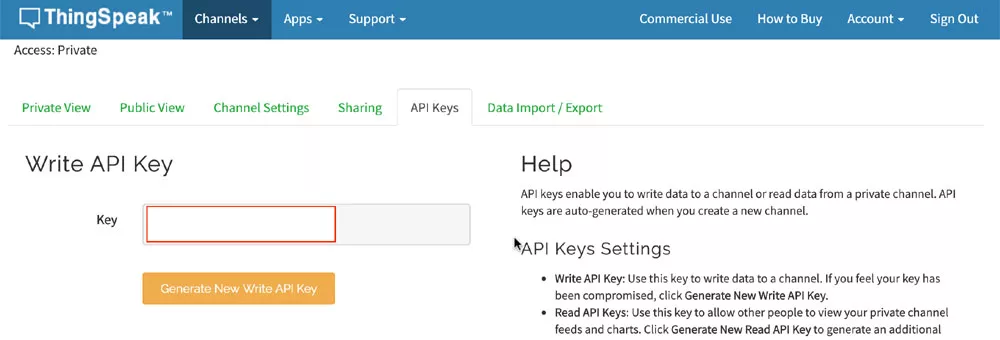 ThingSpeak API Keys