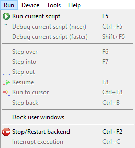 Инструменты отладки Thonny IDE неактивны