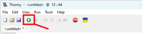 Зелёная кнопка RUN в Thonny IDE