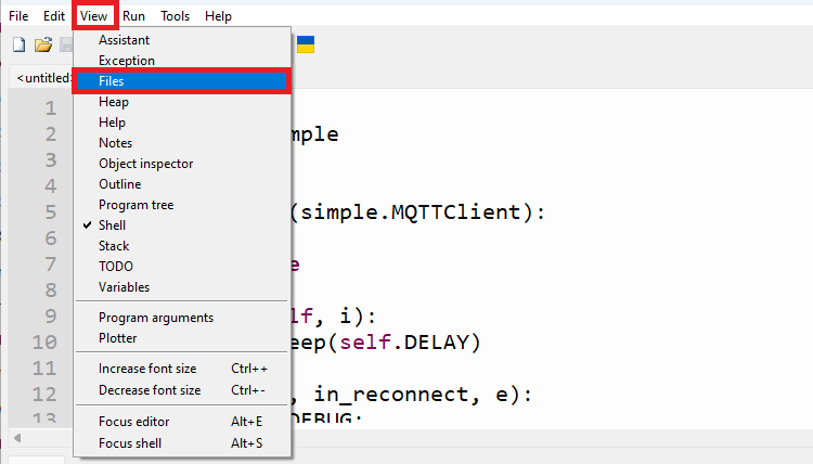 Thonny IDE - просмотр файлов