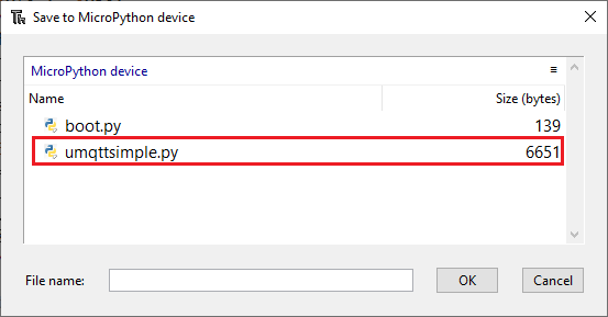 Thonny IDE библиотека umqttsimple загружена