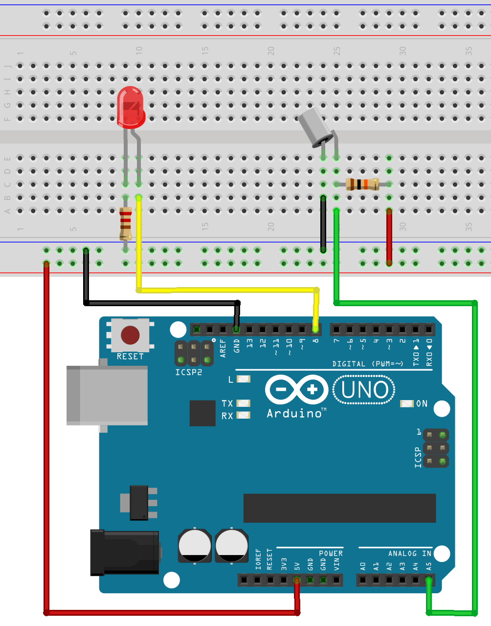 Схема подключения шарикового переключателя к Arduino