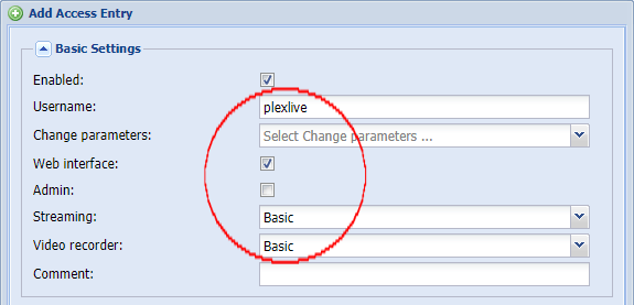 Tvheadend — добавление записи доступа