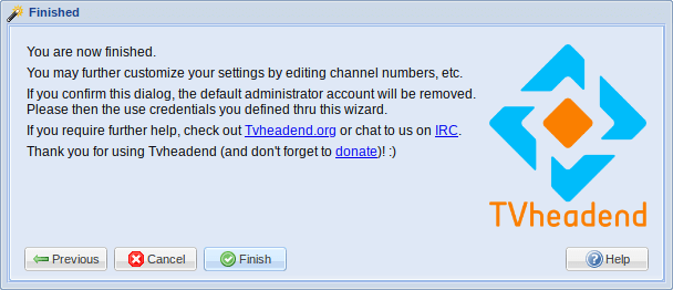 Мастер Tvheadend — завершён