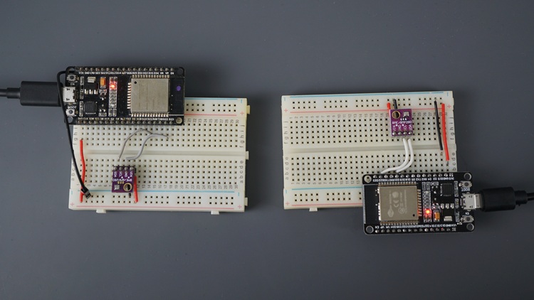 Две платы ESP32 с датчиком BME280