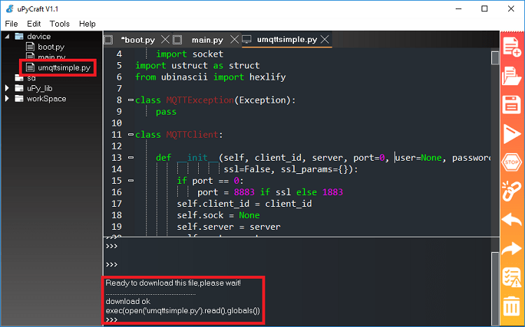 Библиотека umqttsimple установлена