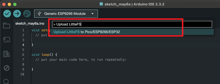 Arduino IDE 2 Upload Filesystem Image ESP8266
