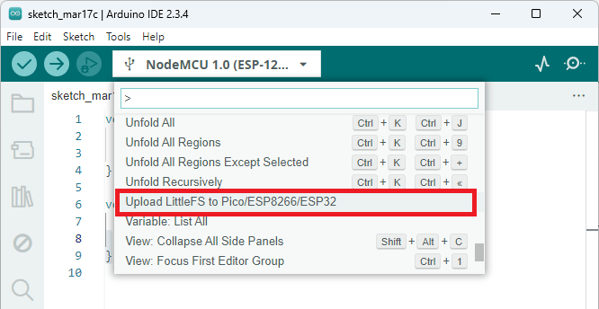 ESP8266 загрузка образа файловой системы