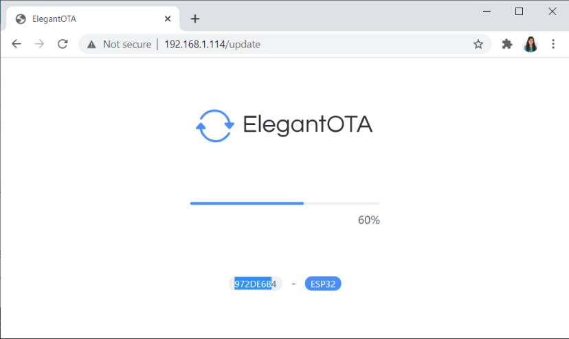 Загрузка новой прошивки Elegant OTA