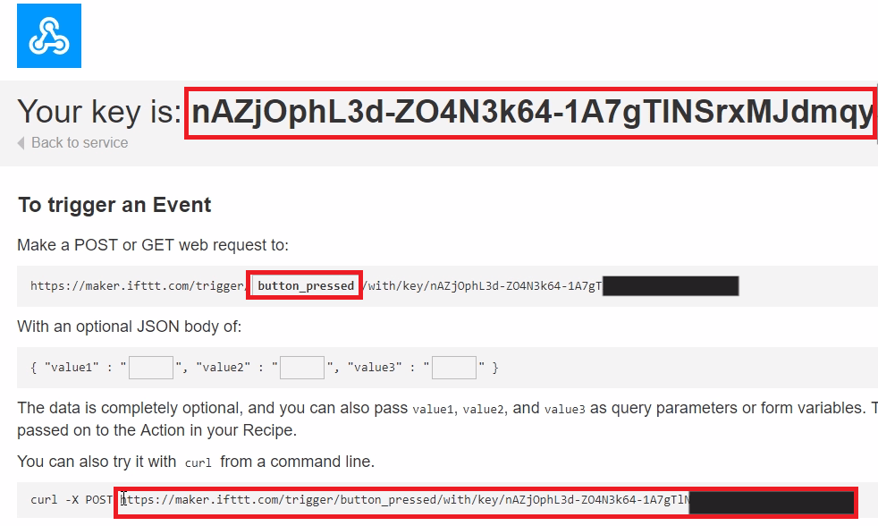 URL для Webhooks IFTTT