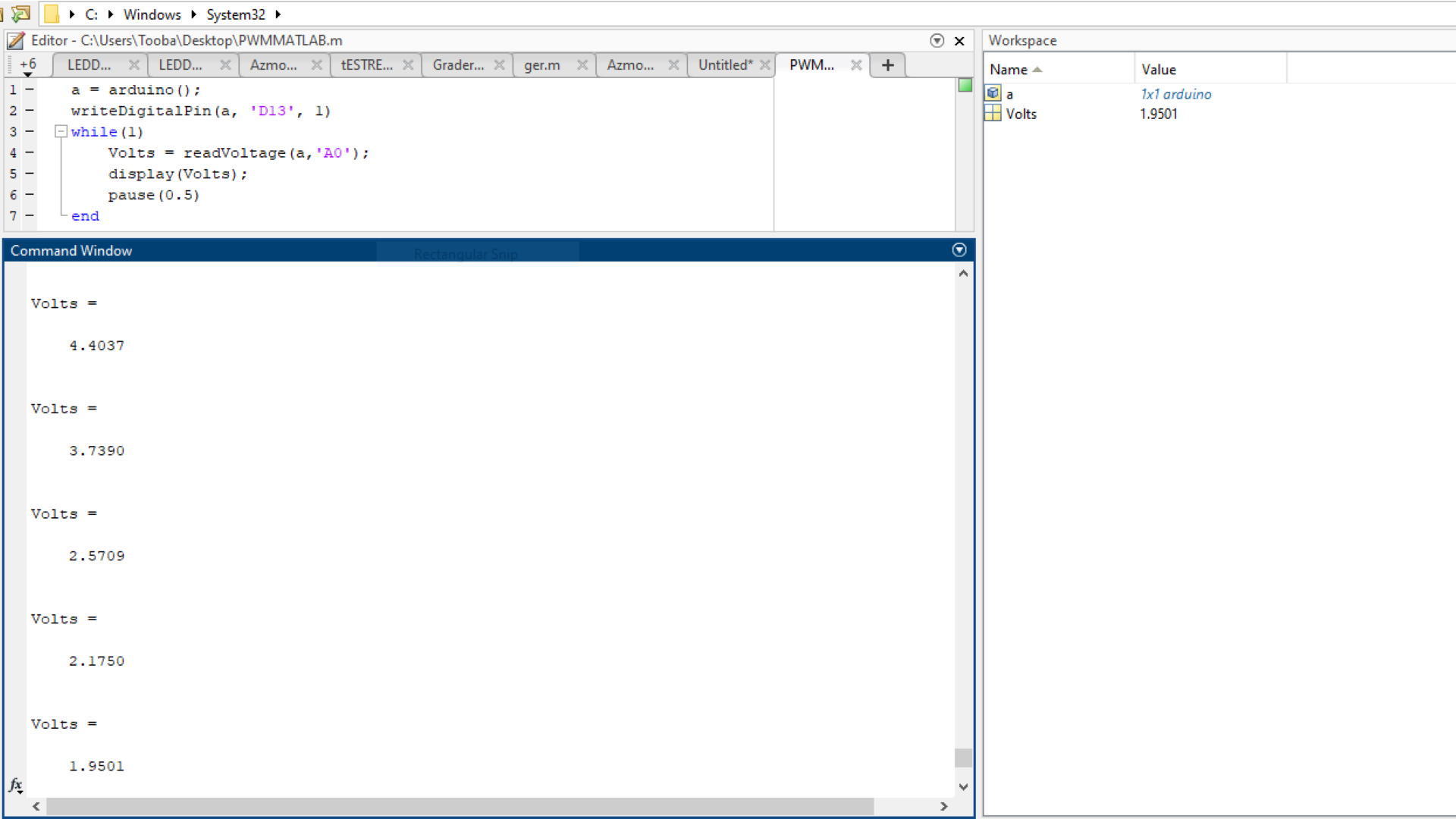 Отображение напряжения