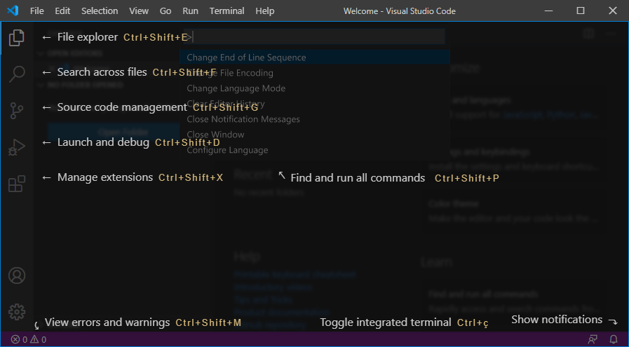 Обзор интерфейса приложения VS Code Visual Studio
