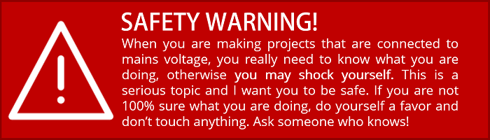 Предупреждение о безопасности при работе с сетевым напряжением