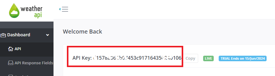 Ключ Weather API