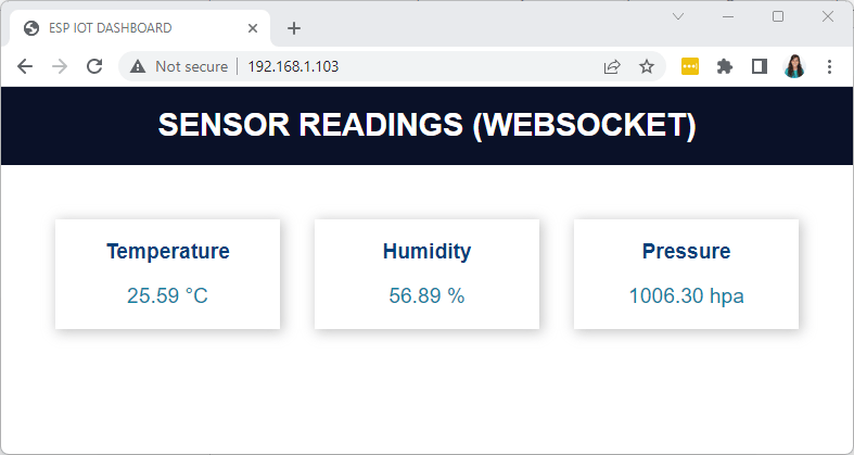 ESP8266 WebSocket сервер показания датчиков веб-страница