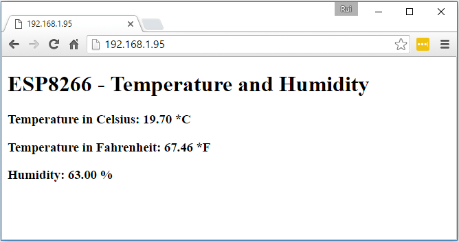 Простой DHT веб-сервер ESP8266