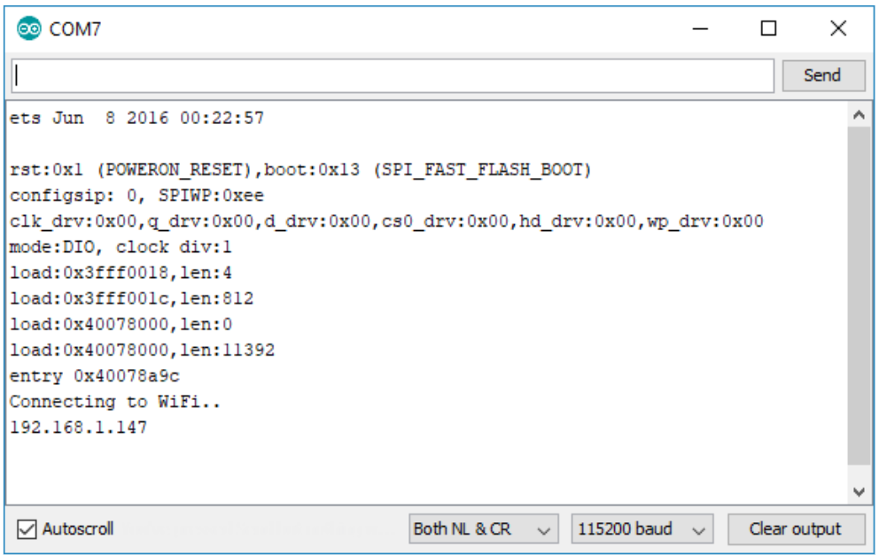 Открытие Serial Monitor
