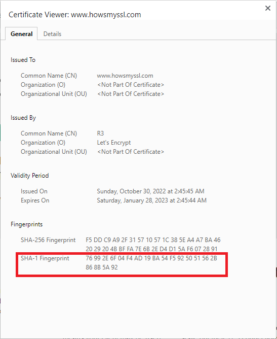 Пример отпечатка веб-сайта