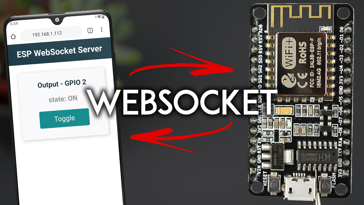 ESP8266 NodeMCU WebSocket сервер управление выходами Arduino IDE