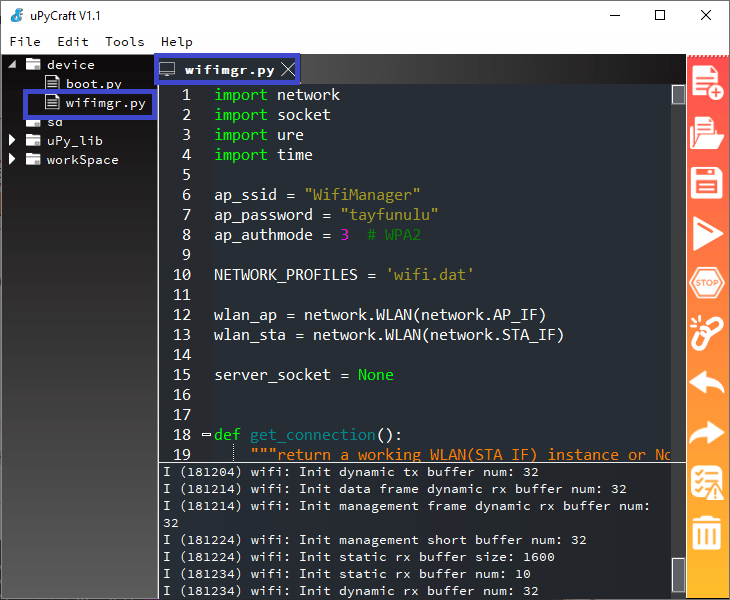Библиотека wifimgr успешно загружена на ESP32