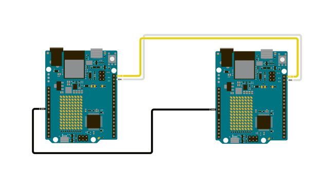 Платы Arduino, соединённые по I2C