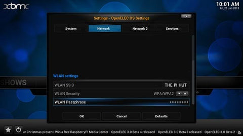 Все сетевые настройки OpenELEC заполнены