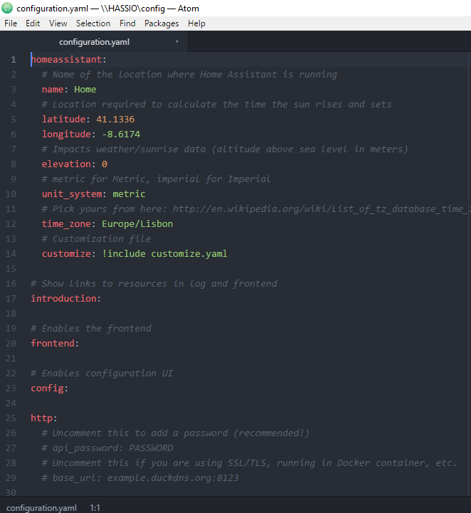 Файл configuration.yaml — компоненты